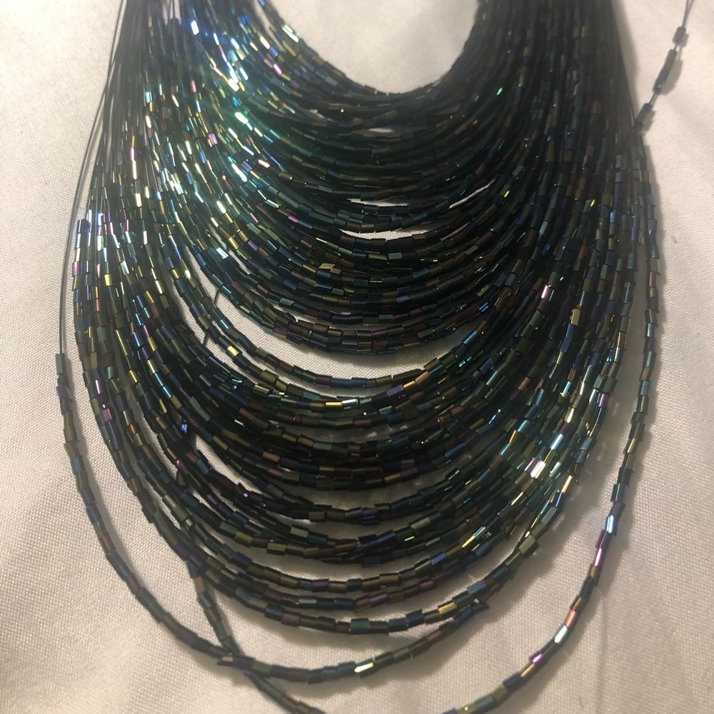 Black, green and blue tinted beads necklace
